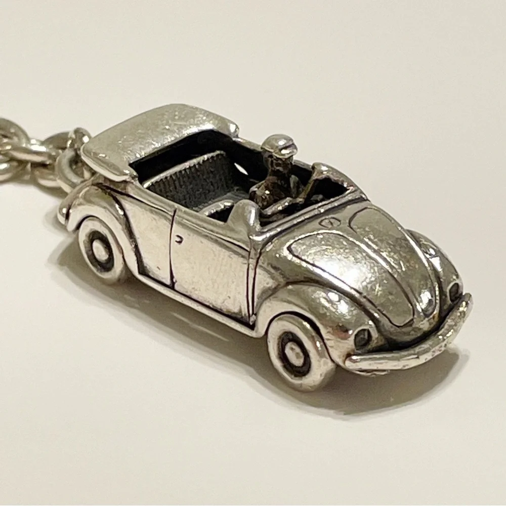 RARE solid 925 sterling silver VW convertible car keychain - Picture 2 of 12